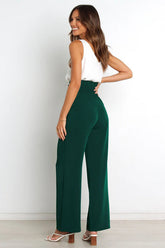 High Waist Belted Straight Leg Pants